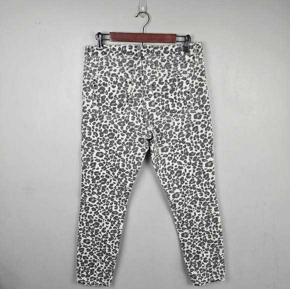 LOFT Modern Skinny Chic Classic Leopard Print Pants Black Cream Womens Size 28‎ - Picture 8 of 14